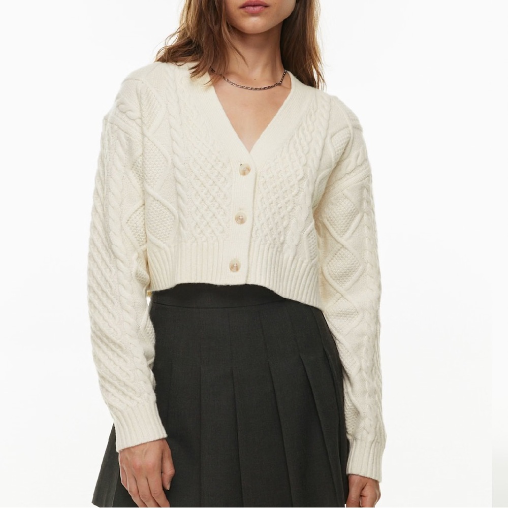 Aritzia Cooper Button-Up Cardigan Sweater, off-white